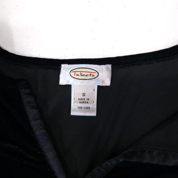 Velvet Y2K Black Top Sm 90s Stretch Velour Whimsigoth Witchy 3/4Sleeve Romantic - Picture 7 of 10